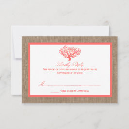 Het koraal op het strand van Burlap Boho Collectie RSVP Kaartje