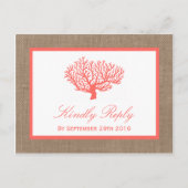 Het koraal op het strand van Burlap Boho Collectie Uitnodiging Briefkaart (Voorkant)