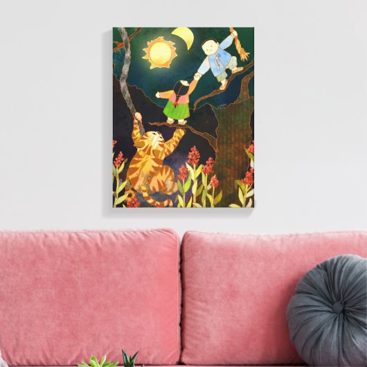 Het Koreaanse volksverhaal Sun & Moon Canvas Afdruk (Insitu (Woonkamer))