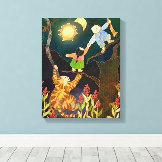 Het Koreaanse volksverhaal Sun & Moon Canvas Afdruk (Insitu (Houten vloer))