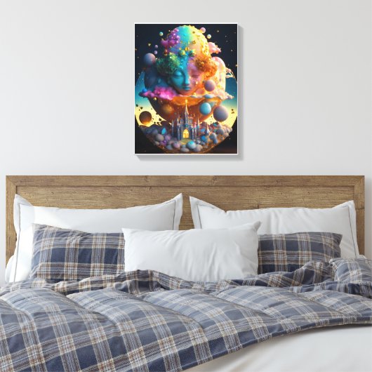 “Het kosmische kind van de schepping” Canvas Afdruk (Insitu (Slaapkamer))