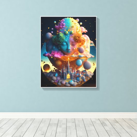 “Het kosmische kind van de schepping” Canvas Afdruk (Insitu (Houten vloer))