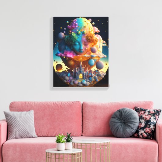 “Het kosmische kind van de schepping” Canvas Afdruk (Insitu (Woonkamer))