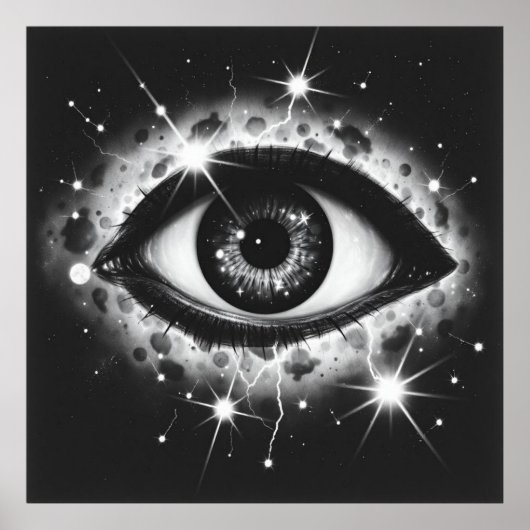 Het Kosmische Oog - Houtskool Kunst van het Univer Poster (Voorkant)