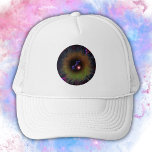 Het kosmische oog van de schepping trucker pet<br><div class="desc">Dit ontwerp met een kosmisch thema heeft een centrale zwarte leegte omringd door stralende patronen, die lijkt op een abstract oog dat kosmische waarneming symboliseert. Met elektrische blauwe bliksem, organische texturen en wervelende vortexvormen roept het dynamische energie en de mysterieuze krachten van het universum op. De diepe rode, paarse, groene...</div>