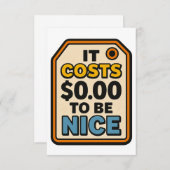 Het kost $ 0,00 om aardig te zijn - gedurfde typog bedankkaart (Voorkant / Achterkant)