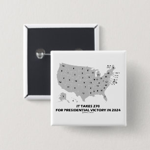 Het kost 270 voor de presidentiële overwinning in  vierkante button 5,1 cm