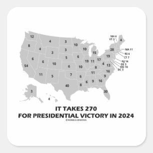Het kost 270 voor de presidentiële overwinning in  vierkante sticker