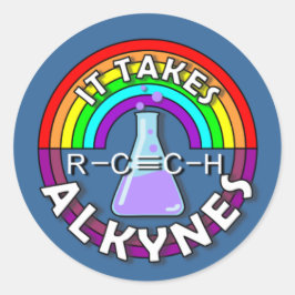Het kost ALKYNES! Regenboog kolf chemie woordspeli Ronde Sticker
