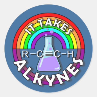 Het kost ALKYNES! Regenboog kolf chemie woordspeli Ronde Sticker