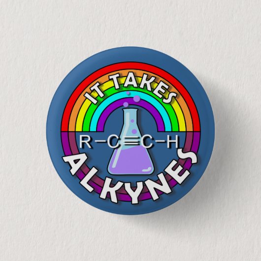 Het kost ALKYNES! Scheikundepen voor regenboogfles Ronde Button 3,2 Cm (Voorkant)
