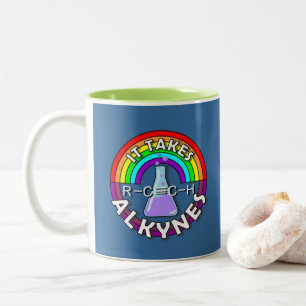 Het kost ALKYNES! Scheikundige regenboogvlies Tweekleurige Koffiemok