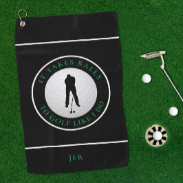 Het kost ballen Golfbal Humor Zwart Groen Golfhanddoek
