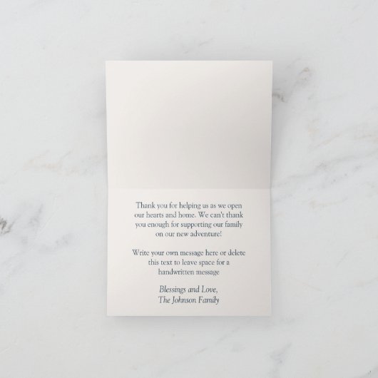 "Het kost een dorp" Pleegzorg & Adoptie Douche Bedankkaart (Binnen)