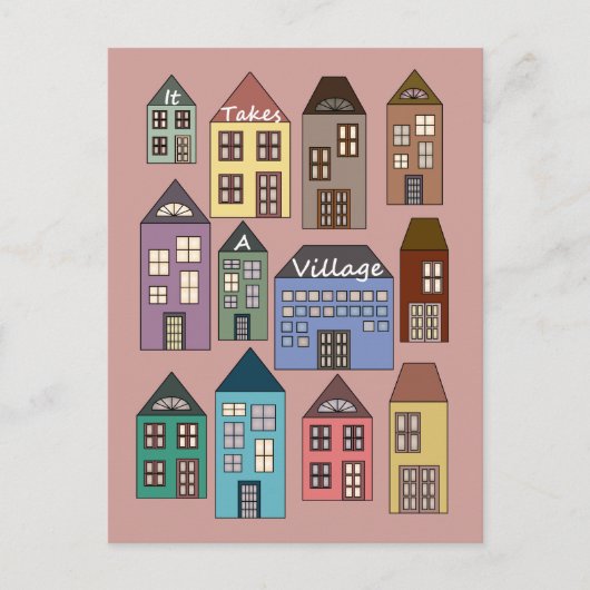 Het kost een dorp uitnodiging briefkaart (Voorkant)