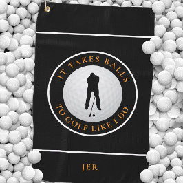 Het kost kloten Golfhanddoek Zwart Oranje Monogram