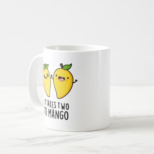 Het kost twee keer mango Funny Dansende Fruit Pun Koffiemok (Voorkant links)