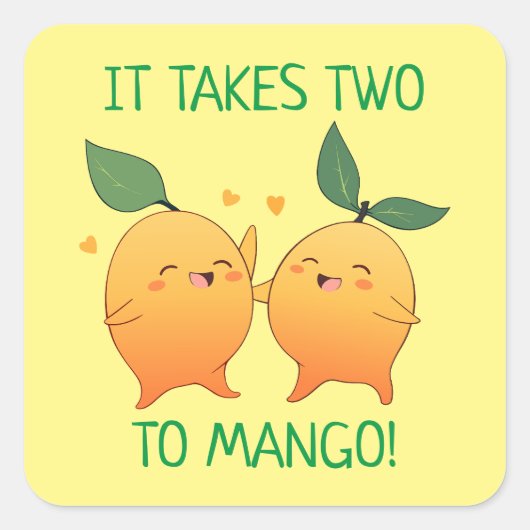 Het kost twee keer mango vierkante sticker (Voorkant)