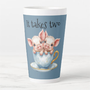Het kost twee theekopje biggetjes latte mok