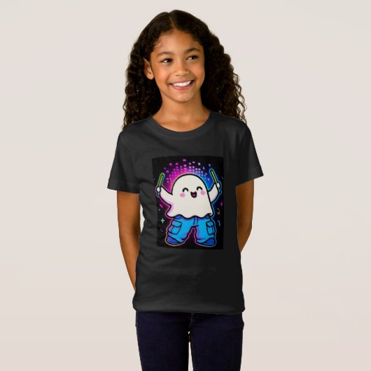 Het kostuum van Neon Glow Ghost Kinderen T-shirt (Voorkant volledig)