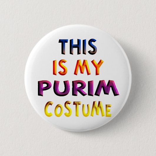 Het Kostuum van Purim Ronde Button 5,7 Cm (Voorkant)