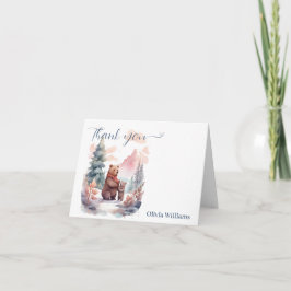 Het koude buiten het winterbos Beren Baby shower Bedankkaart