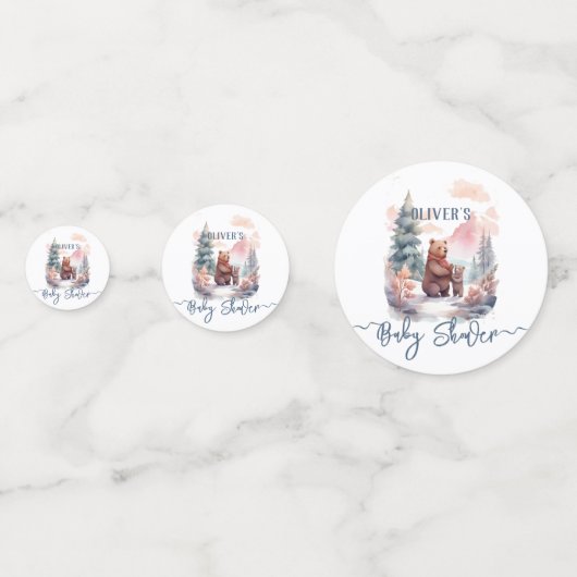 Het koude buiten het winterbos Beren Baby shower Confetti (Achterkanten)