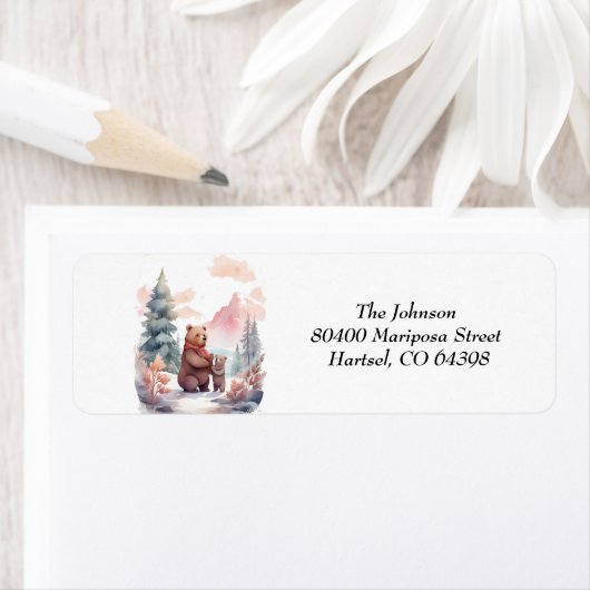 Het koude buiten het winterbos Beren Baby shower Etiket (Insitu)