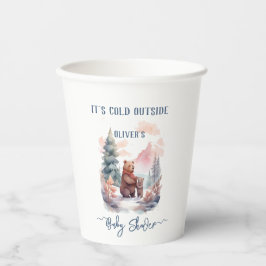 Het koude buiten het winterbos Beren Baby shower Papieren Bekers