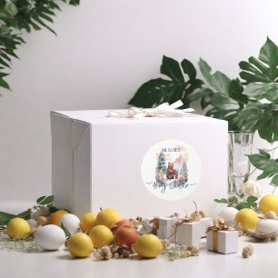 Het koude buiten het winterbos Beren Baby shower Ronde Sticker