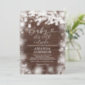 Het koude buiten sneeuwvlok winterhout Baby shower Kaart (Staand voorkant)