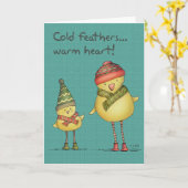 Het koude Wenskaart van Veren - wintertaling Kaart (Gele Bloem)