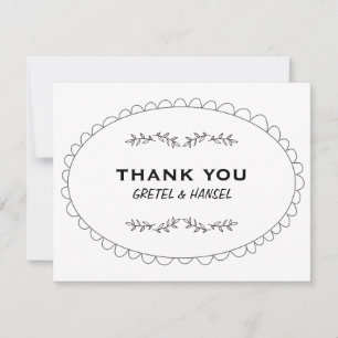 het krabbel lijst dankt u bedankkaart