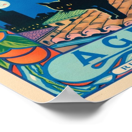 Het  krattenlabel van de zwarte kat Agruna Poster (Hoek)