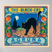 Het  krattenlabel van de zwarte kat Agruna Poster (Voorkant)