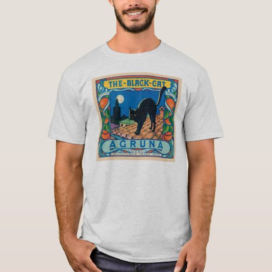 Het  krattenlabel van de zwarte kat Agruna T-shirt (Voorkant)