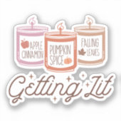 Het krijgen van aangestoken kaarsen van de herfst sticker (Voorkant)