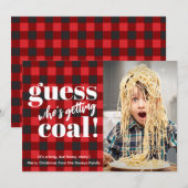 Het krijgen van Coal Plaid Grappige Foto Kerstmis Feestdagenkaart (Voorkant / Achterkant)