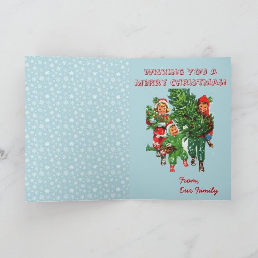 Het krijgen van de kerstboom kerst Kaart (Binnen)