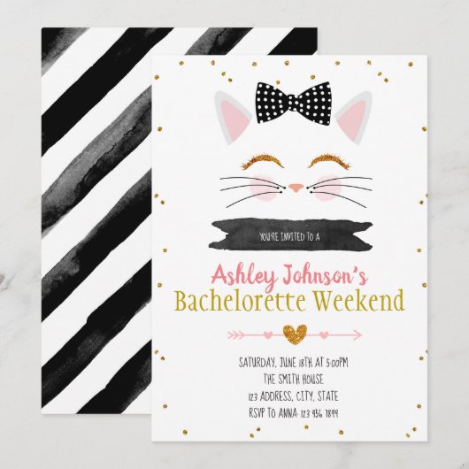 Het krijgen van de maow bachelorette-uitnodiging kaart (Voorkant / Achterkant)