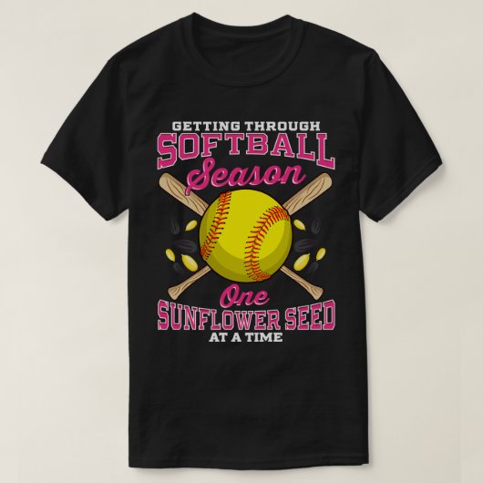 Het krijgen van door Softball één zonnebloemzaad b T-shirt (Design voorkant)
