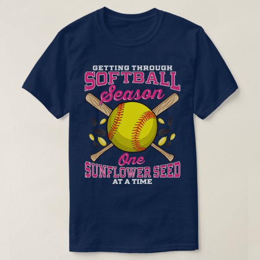 Het krijgen van door Softball één zonnebloemzaad b T-shirt (Design voorkant)