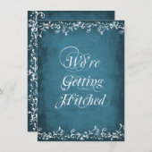Het krijgen van gehitste Rustic Blue Wedding Invit Kaart (Voorkant / Achterkant)