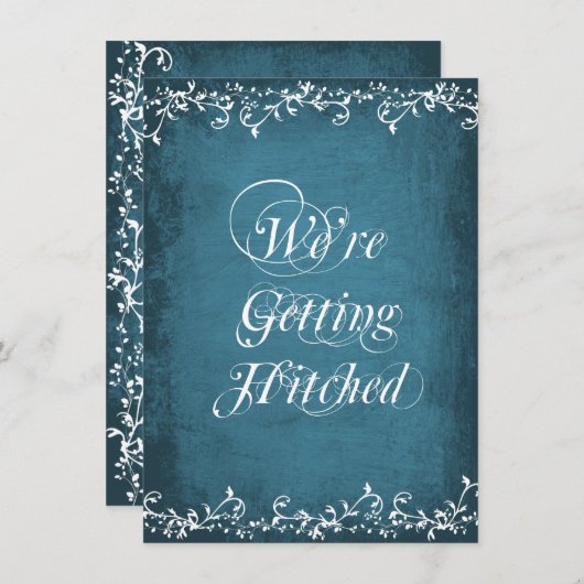 Het krijgen van gehitste Rustic Blue Wedding Invit Kaart (Voorkant / Achterkant)