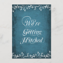 Het krijgen van gehitste Rustic Blue Wedding Invit Kaart