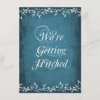 Het krijgen van gehitste Rustic Blue Wedding Invit Kaart