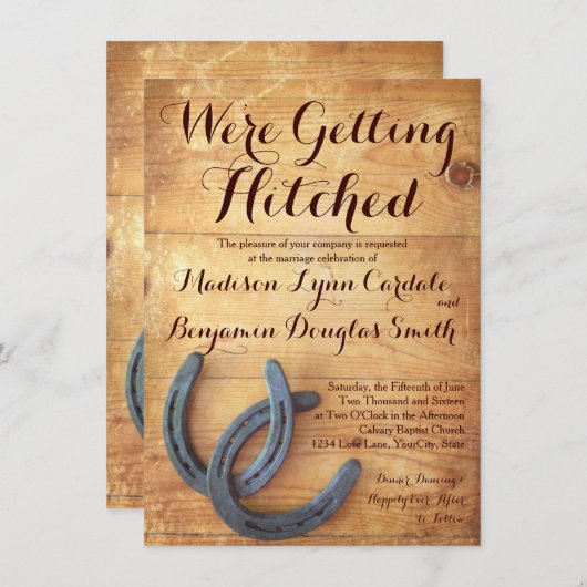 Het krijgen van gehitte Dubbele Hoefijzer Wedding  Kaart (Voorkant / Achterkant)