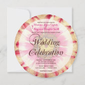 Het krijgen van gehitte roze Daisy Round Wedding n Kaart (Achterkant)