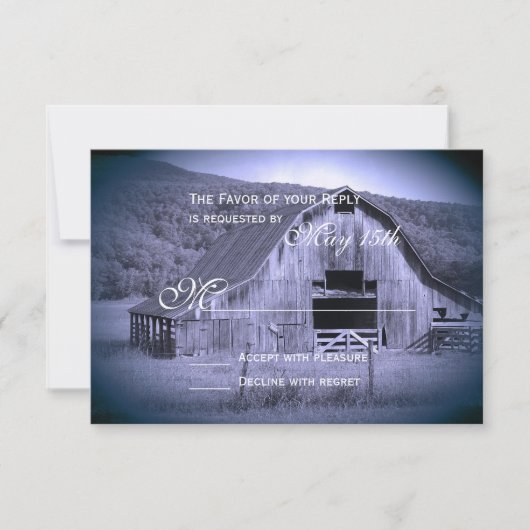 Het krijgen van gehitte Rustic Barn Wedding RSVP C Kaartje (Voorkant)