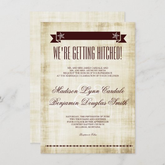 Het krijgen van gehitte Rustic de Uitnodigingen va (Voorkant / Achterkant)